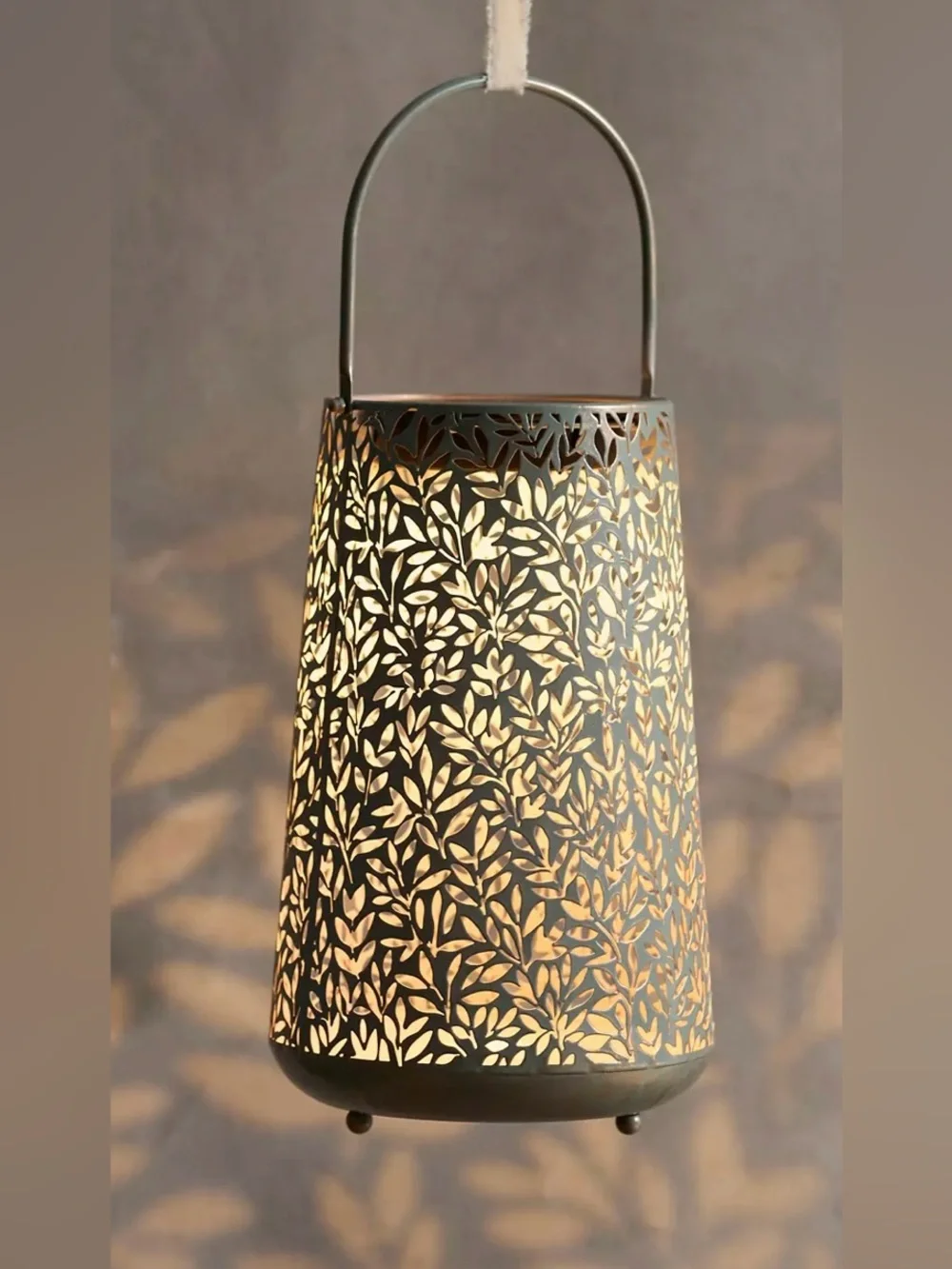 Anthropologie Terrain Perforated Foliage Solar Lantern NEW